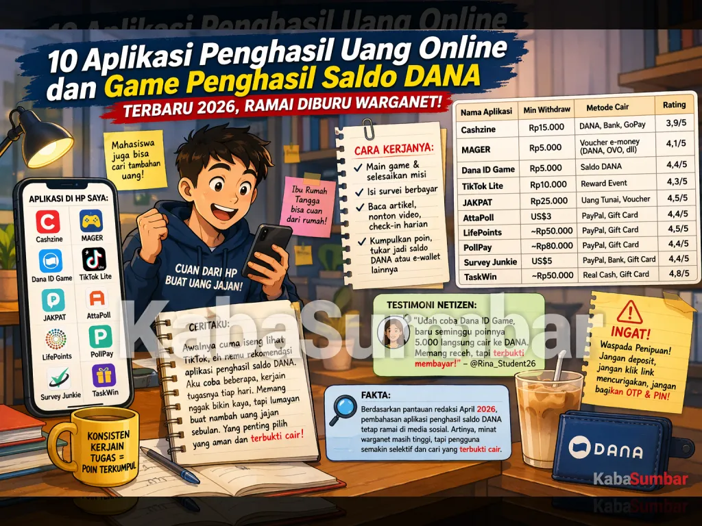 10 Aplikasi Penghasil Uang Online dan Game Penghasil Saldo DANA Terbaru 2026, Ramai Diburu Warganet